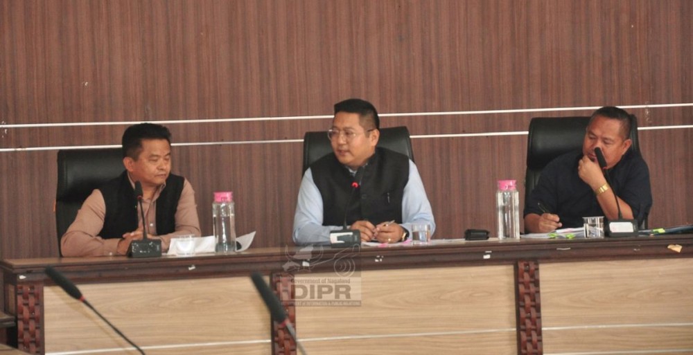 Speaker NLA & Chairman DPDB, Mokokchung, Sharingain Longkumer, addressing the DPDB meeting held at DC’s conference hall, Mokokchung. (DIPR Photo)